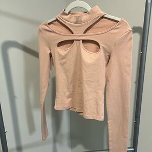 Peach Cut-Out Long Sleeve Top